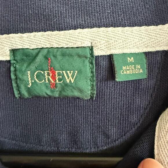 J.Crew Men’s Rugby Shirt M Solid Blue Half-Zip Pullover BJ309 Preppy Prep L/S - Picture 2 of 8